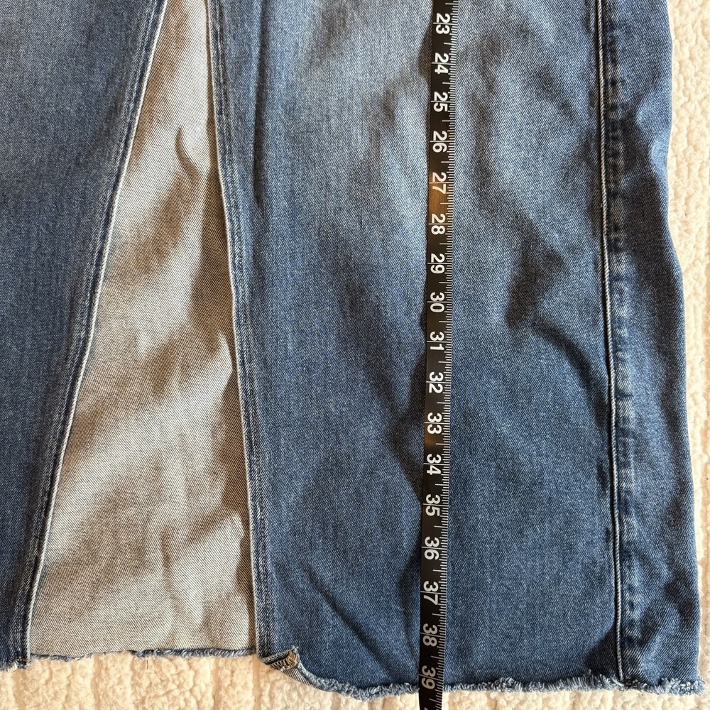 Express Medium Wash High Waisted Front Slit Maxi Denim Skirt Women's Size 14 - Picture 8 of 8